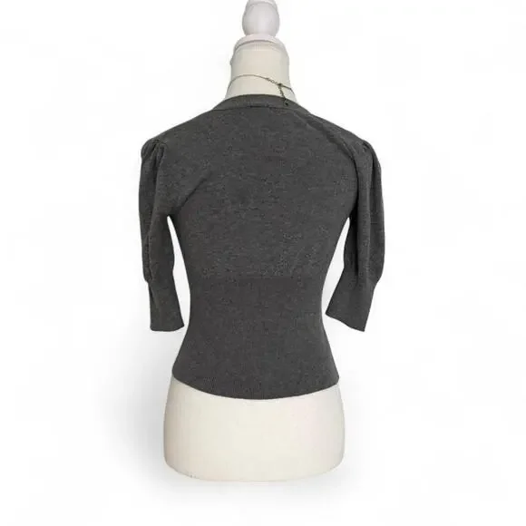 Grey & Burgundy Argyle Fitted Sweater Vest Essentials Staple 3/4 Sleeves Small - Picture 2 of 6